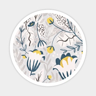 Wandering Way floral bohemian garden pattern gold yellow gray Magnet